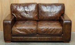 ViNTAGE HERITAGE BIKER BROWN LEATHER HALO SOHO SOFA WHICH IS PART OF A SUITE