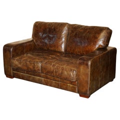 ViNTAGE HERITAGE BIKER BROWN LEATHER HALO SOHO SOFA WHICH IS PART OF A SUITE
