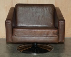 HERiTAGE VINTAGE BOCONCEPTO DE CUERO MARRON BASE CROMO SILLÓN DE SALÓN GIRATORIO