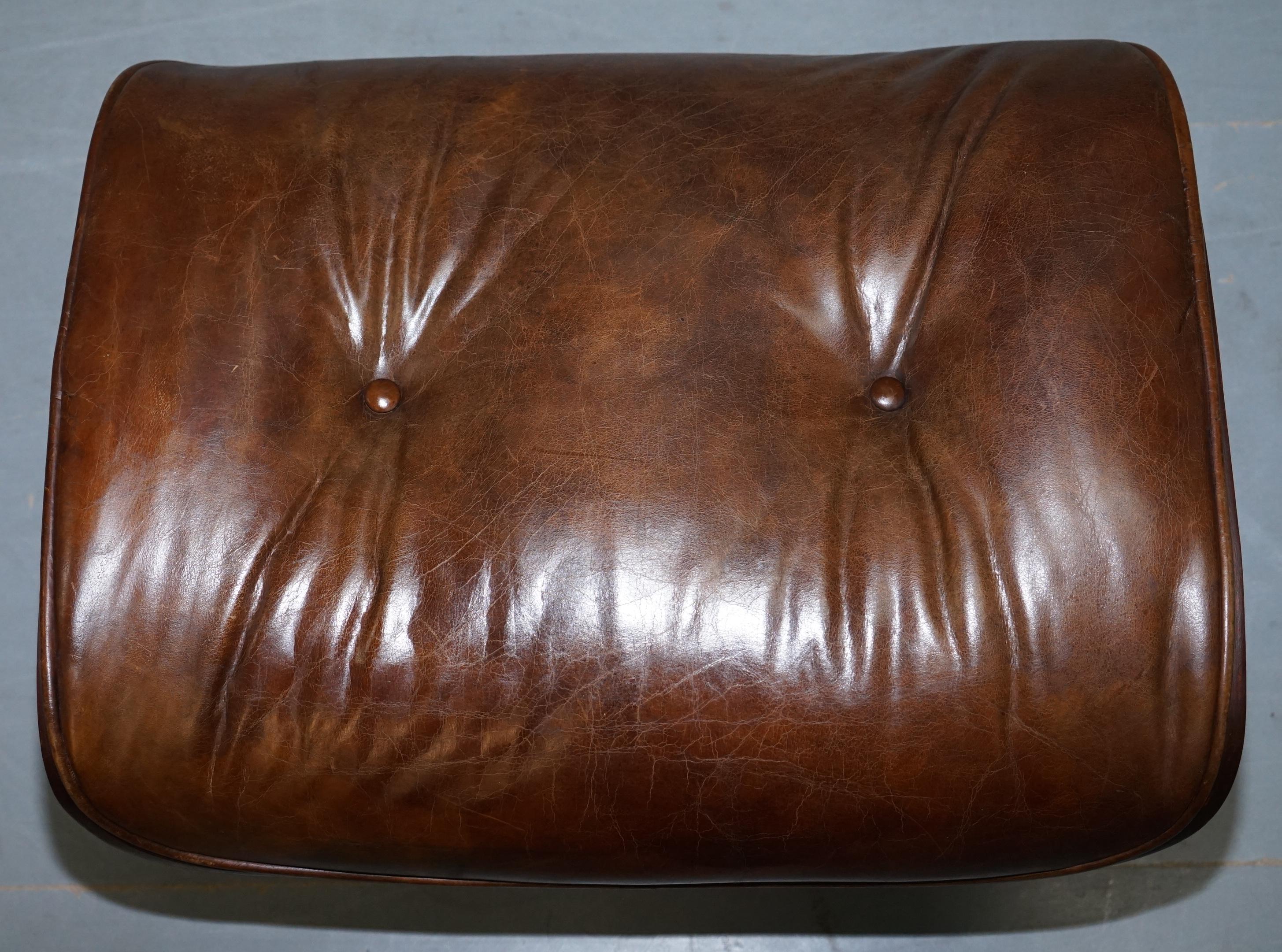VINTAGE HERITAGE BROWN LEATHER LOUNGE ARMCHAIR & MATCHInG OTTOMAN FOOTSTOOL 7