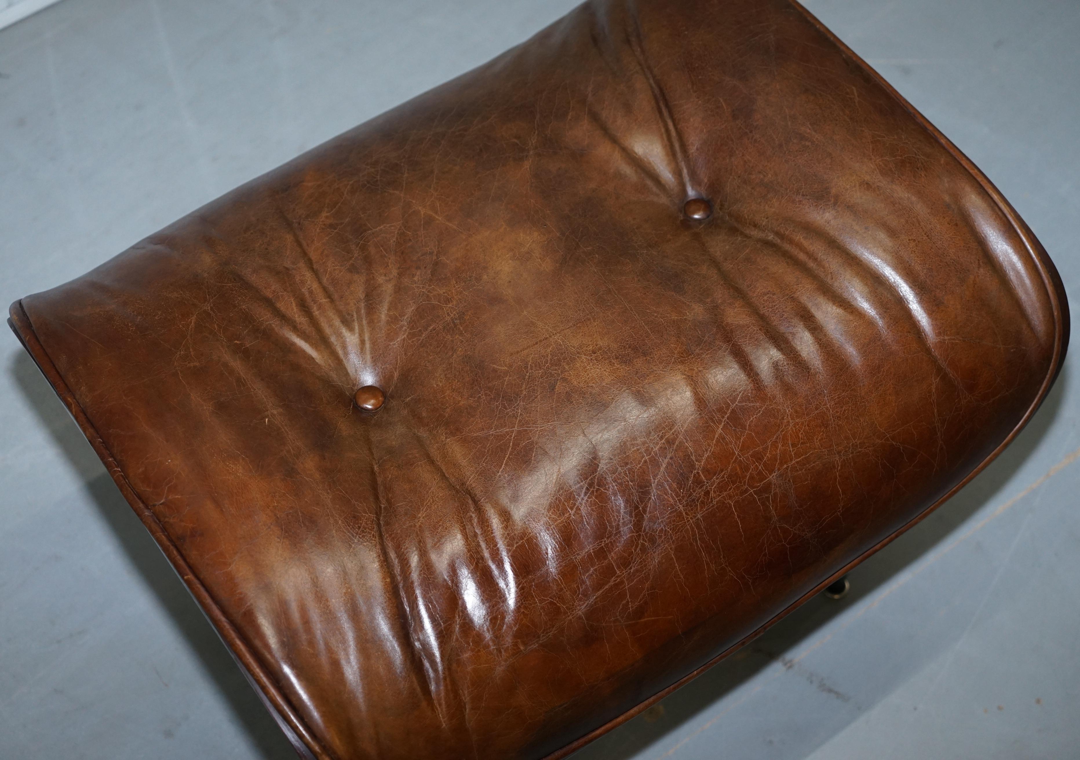 VINTAGE HERITAGE BROWN LEATHER LOUNGE ARMCHAIR & MATCHInG OTTOMAN FOOTSTOOL 8