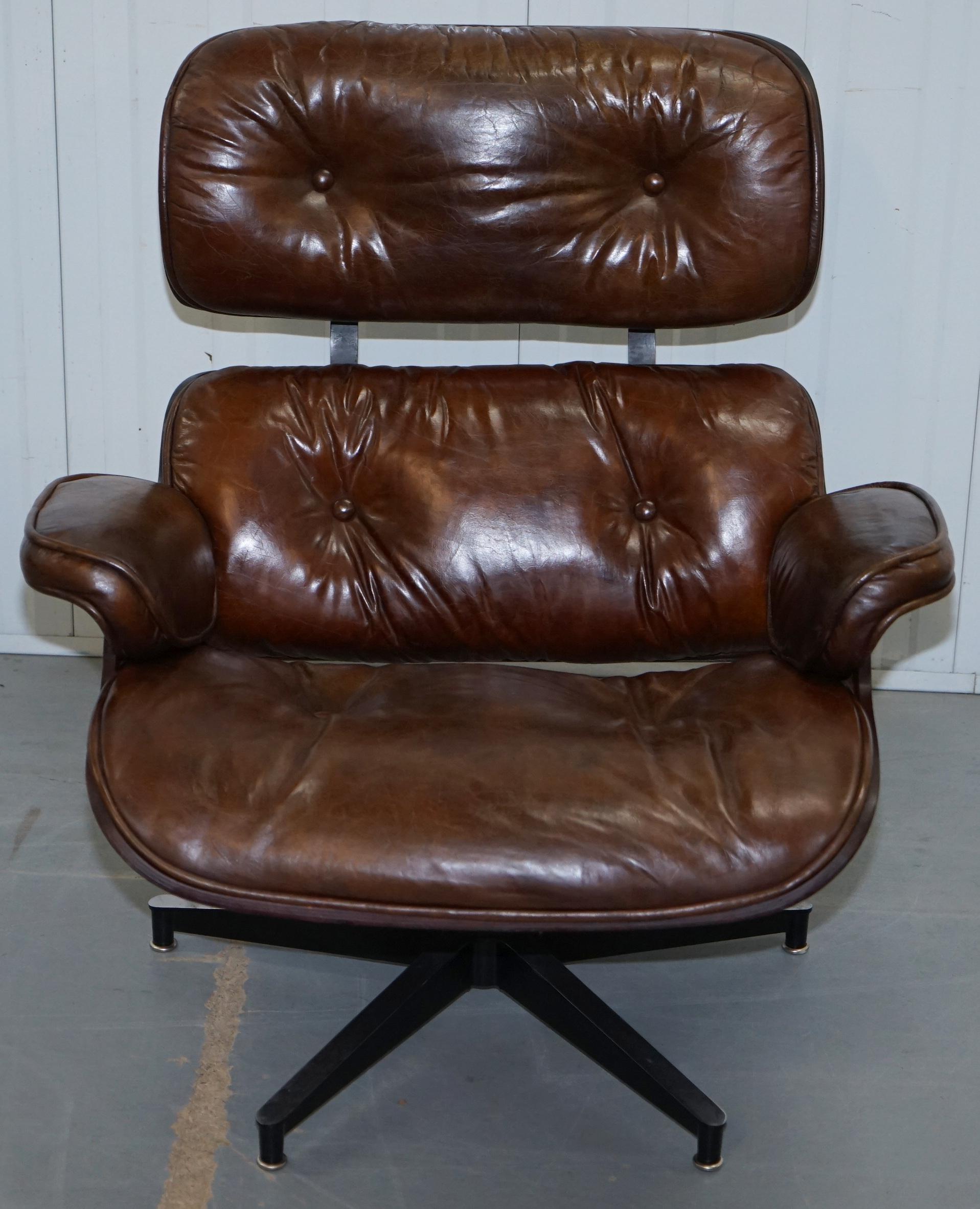 retro leather chair and footstool