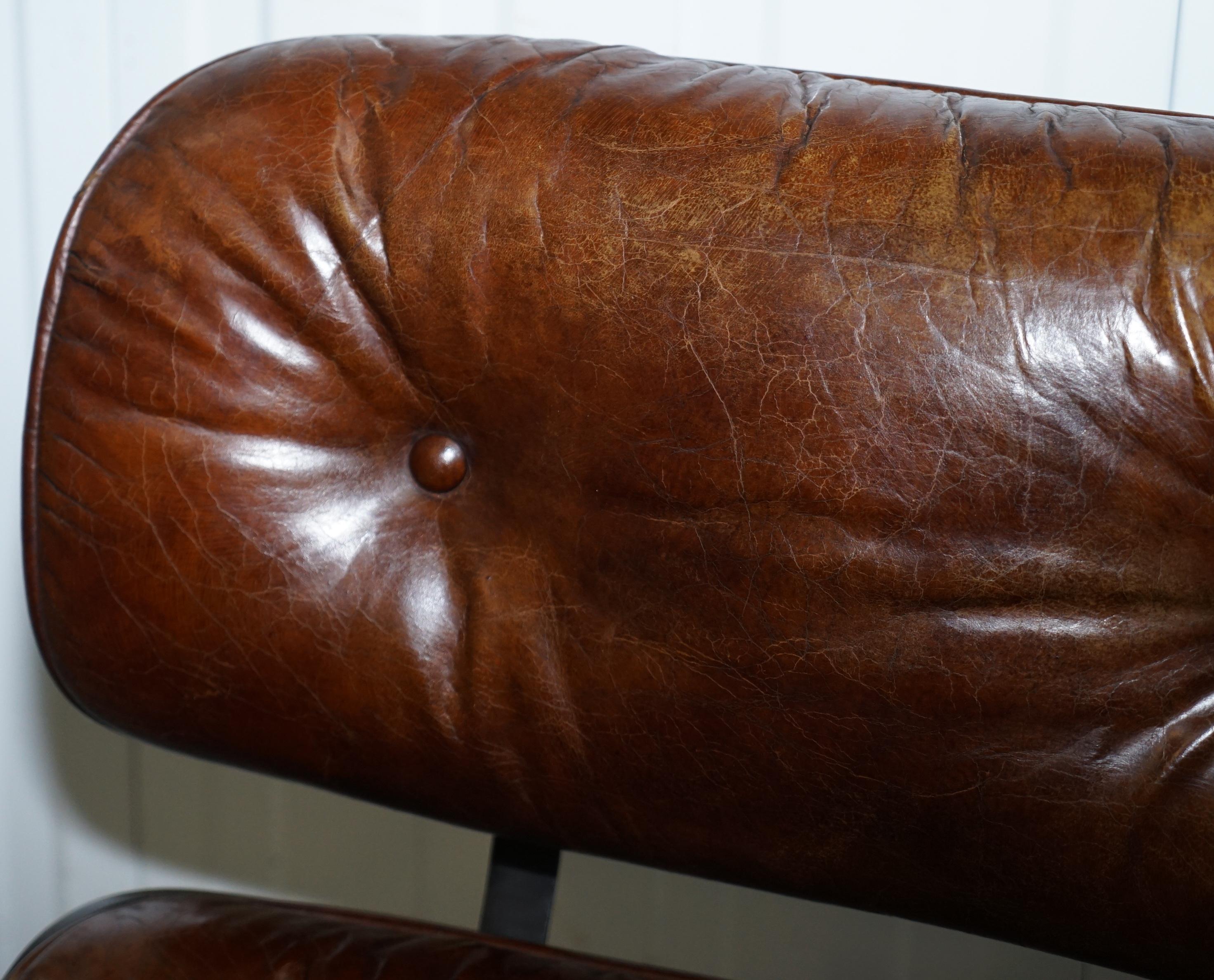 vintage leather chair and footstool
