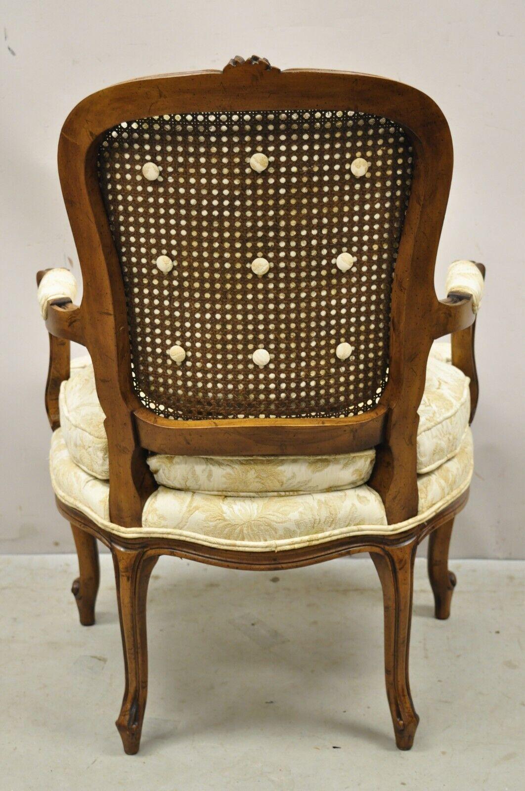 Vintage Heritage French Louis XV Style Cane Back Fauteuil Arm Chair For Sale 5