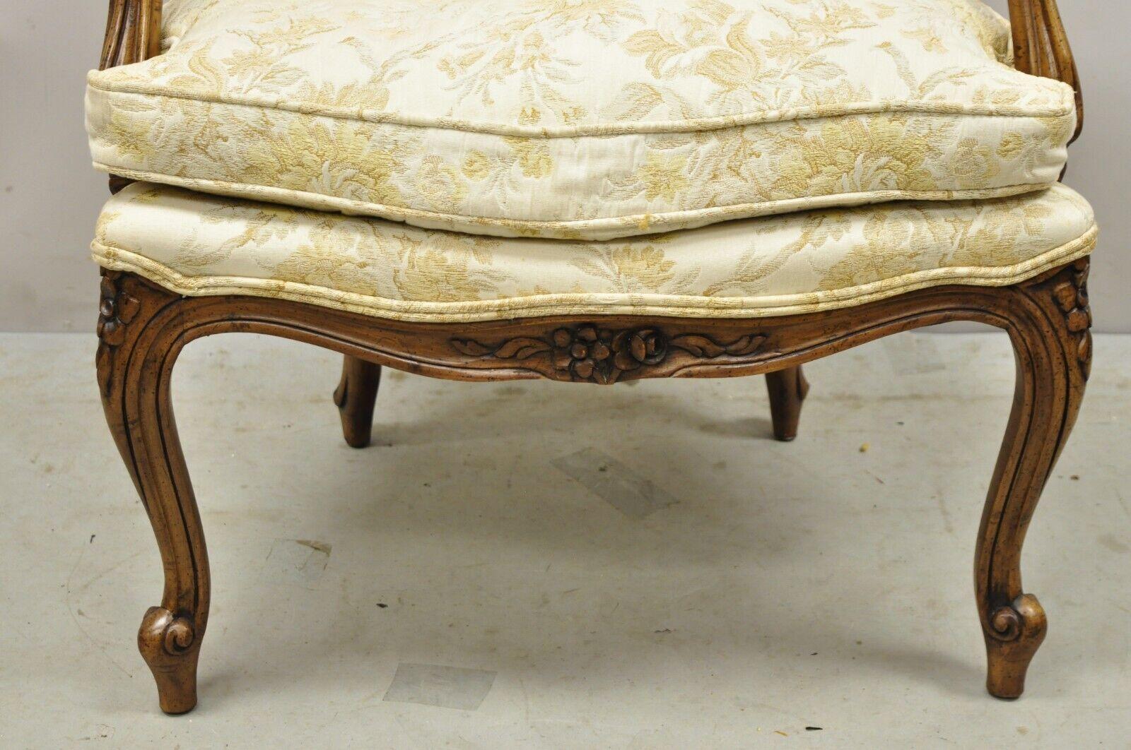 Vintage Heritage French Louis XV Style Cane Back Fauteuil Arm Chair For Sale 2