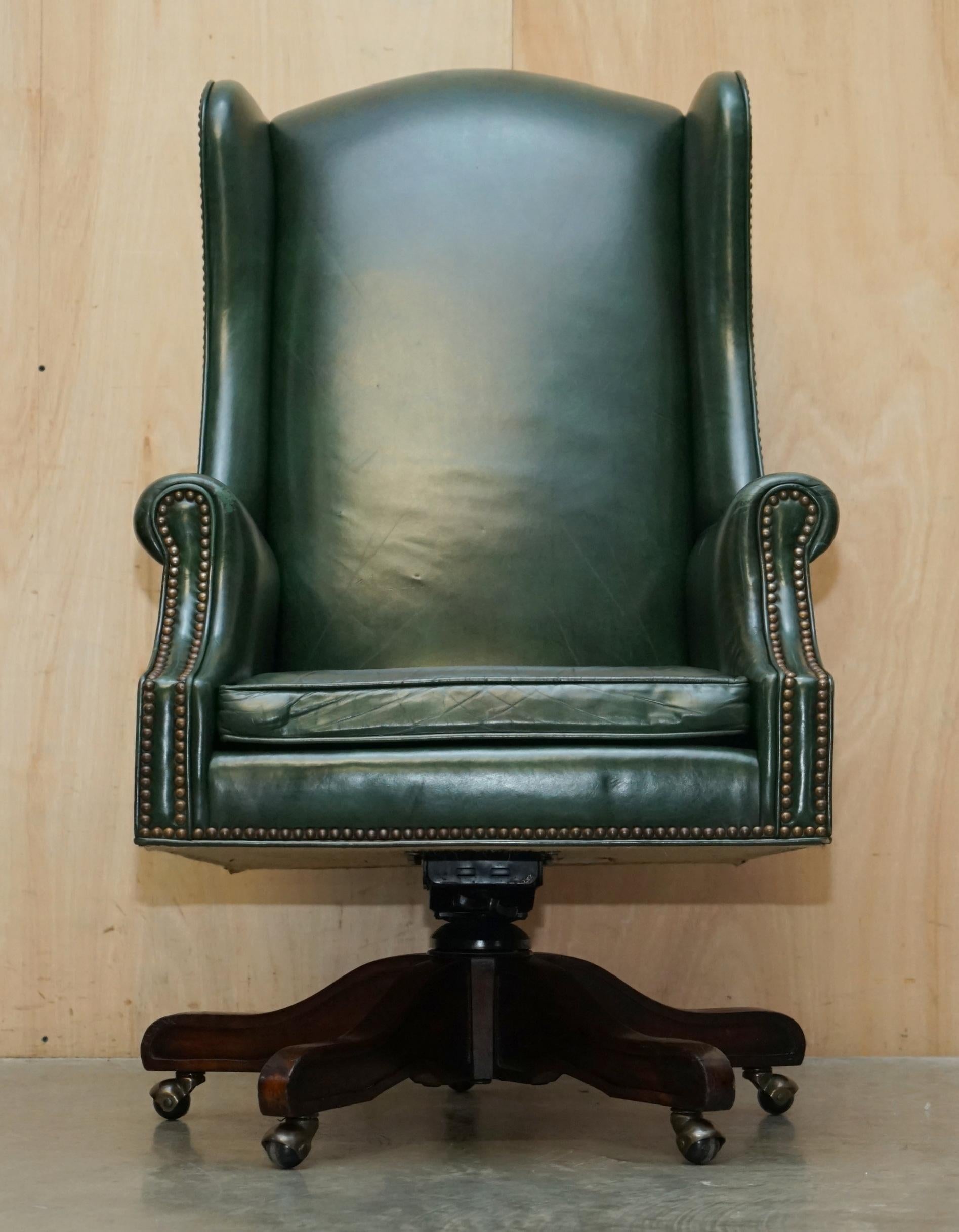 green leather captains chair