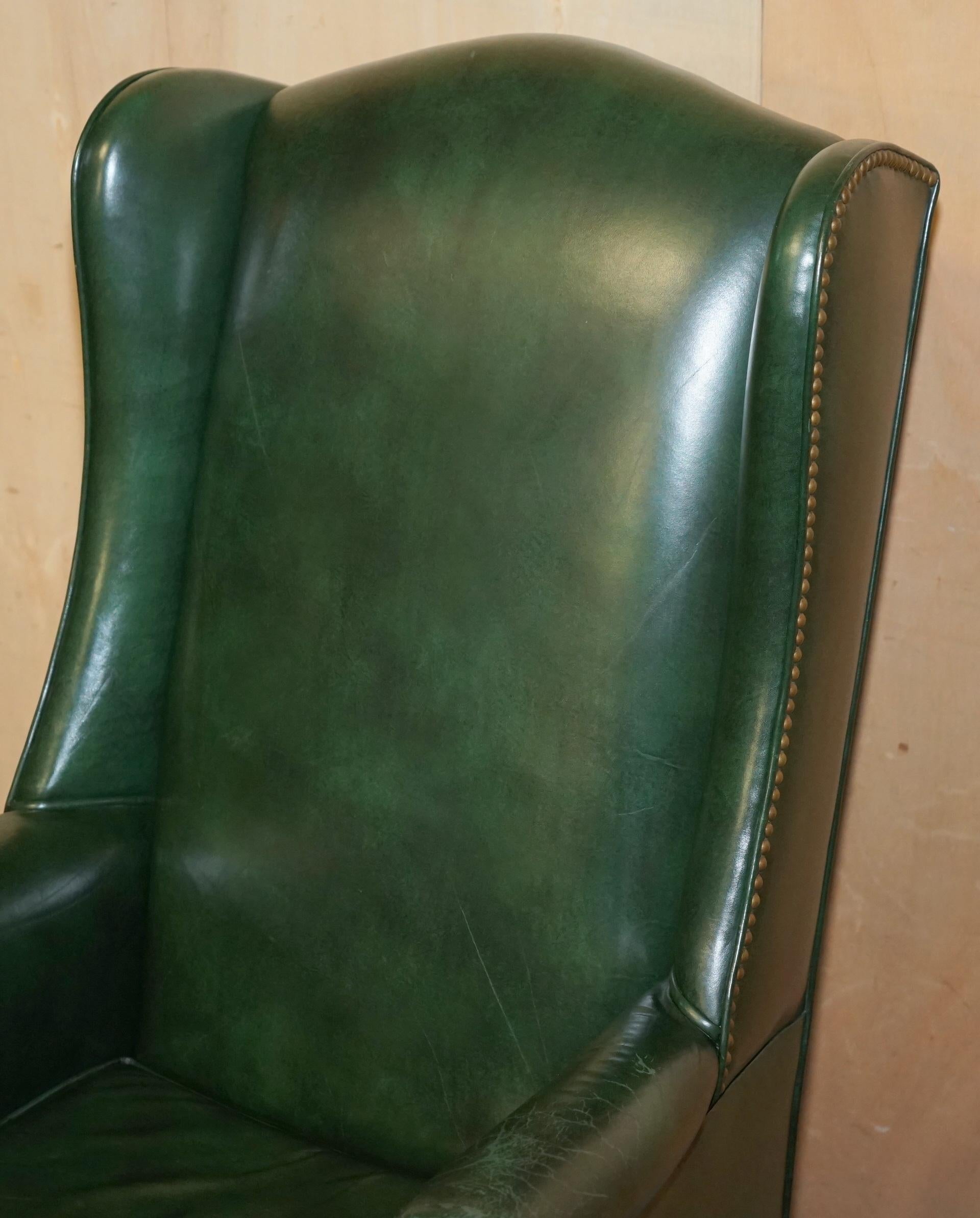 vintage green leather office chair