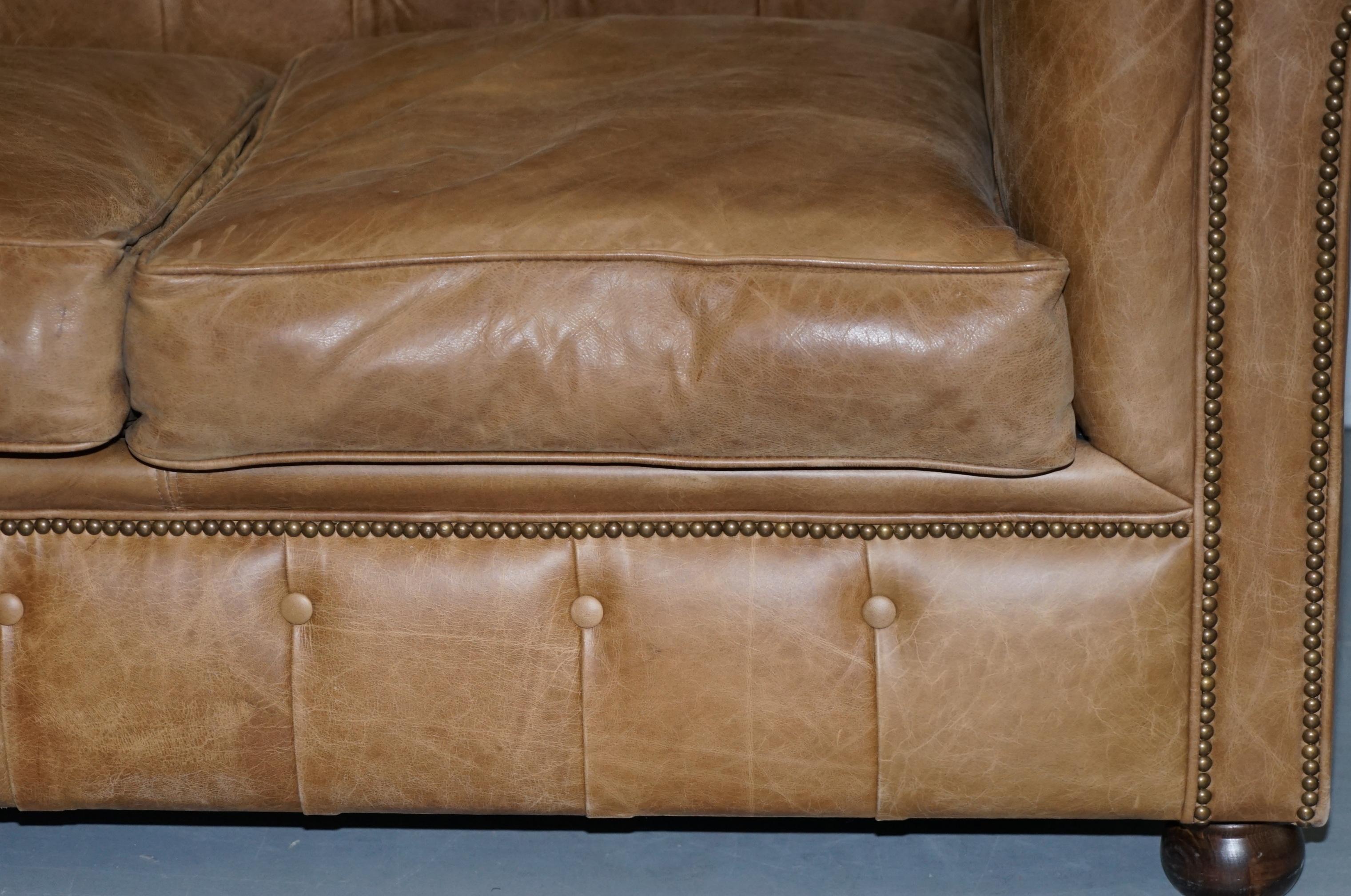 Vintage Heritage Leather Chesterfield Aged Brown Sofabed with Large Double Bed 2