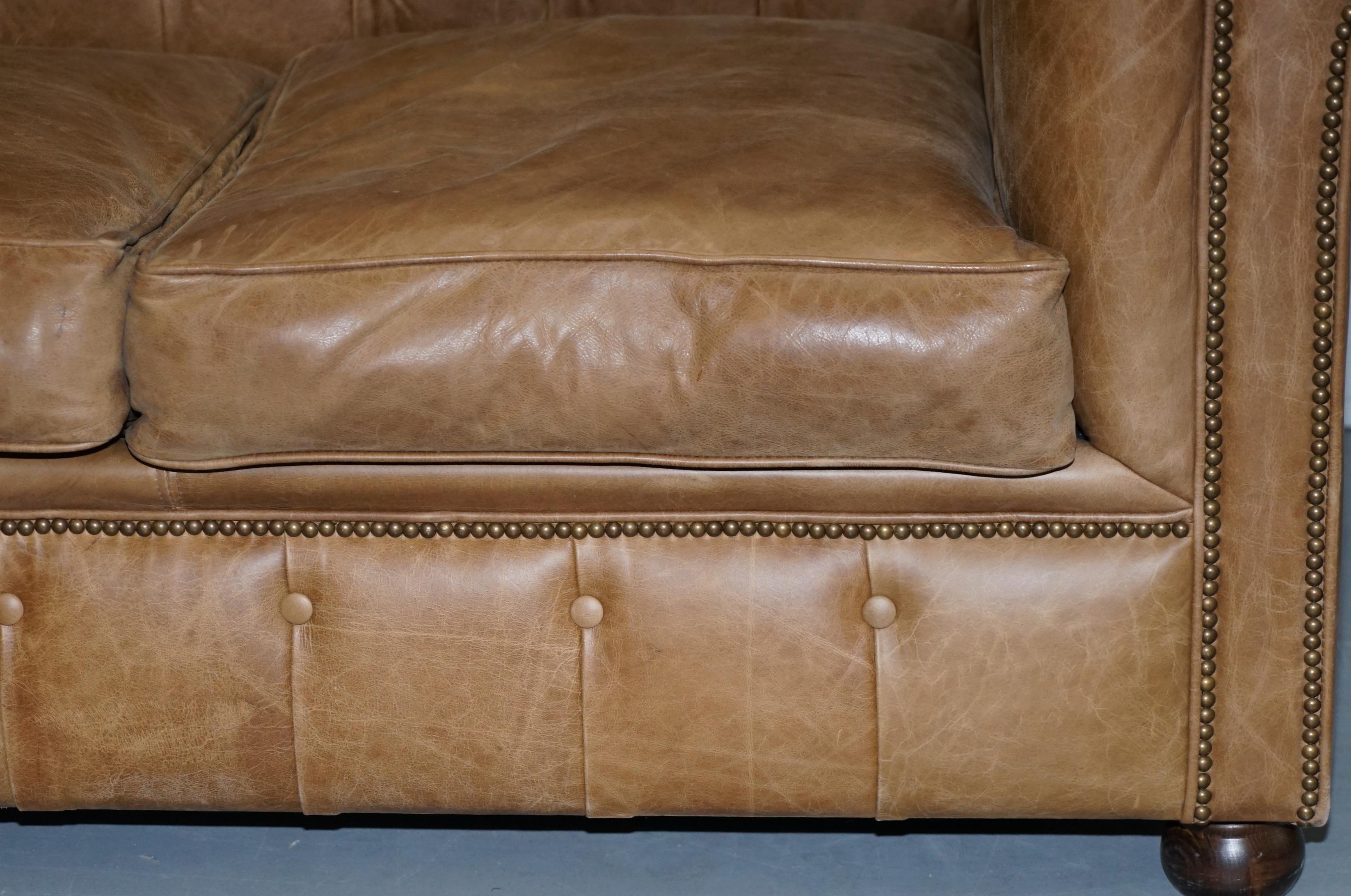 Vintage Heritage Leather Chesterfield Aged Brown Sofabed with Large Double Bed 1
