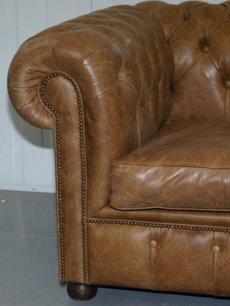 Vintage Heritage Leather Chesterfield Aged Brown Sofabed with Large