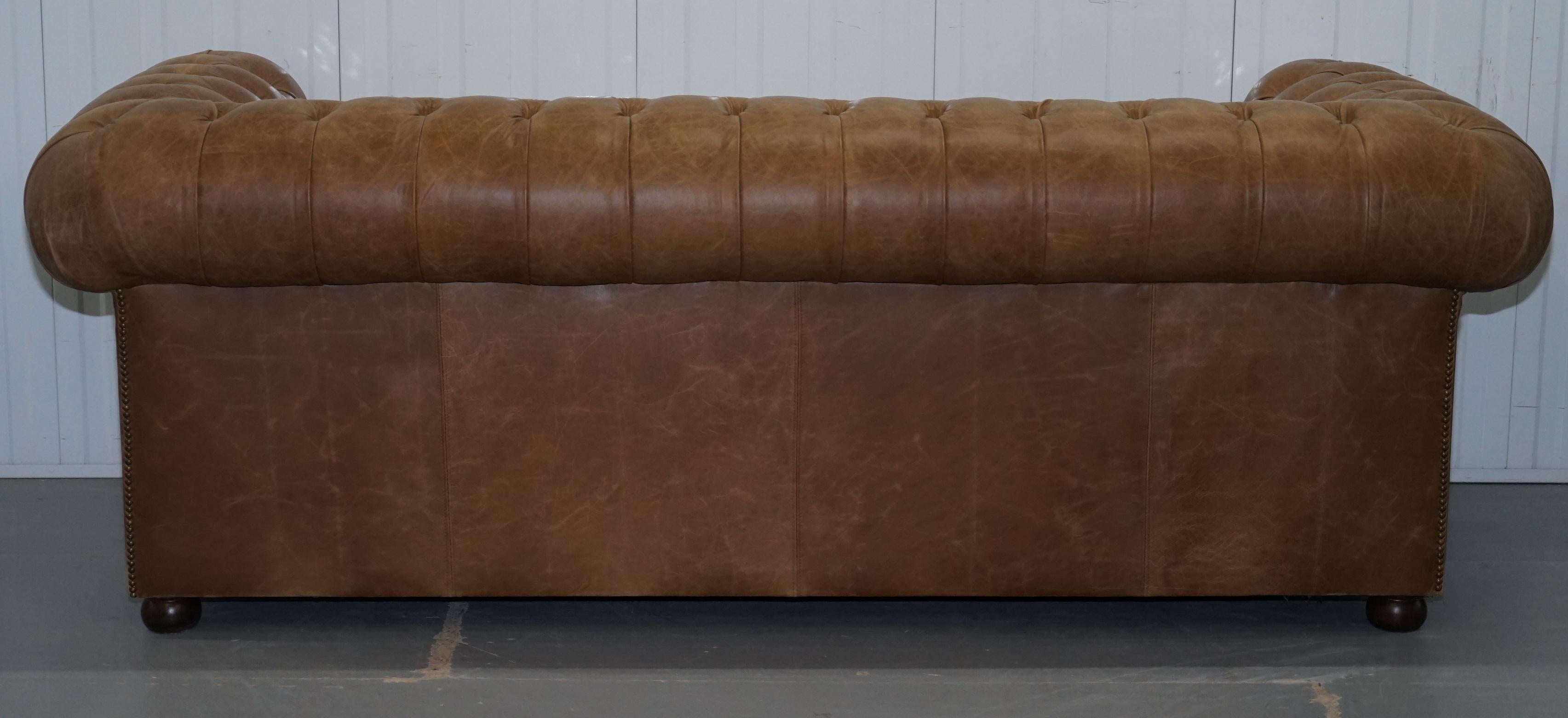 Vintage Heritage Leather Chesterfield Aged Brown Sofabed with Large Double Bed 4
