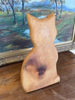 Vintage Heritage Myrtle wood Cat Silhouette Sculpture - Coos Bay, Oregon