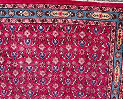 Vintage Heriz 100% Wool Persian Rug Carpet 109 inches Early 20th Century
