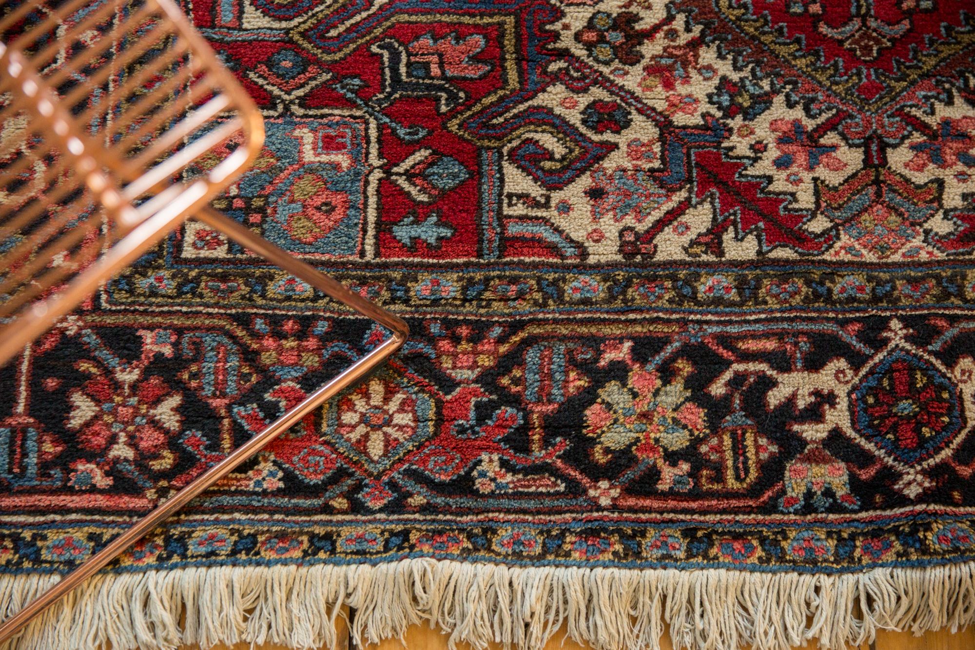 Hand-Knotted Vintage Heriz Carpet For Sale