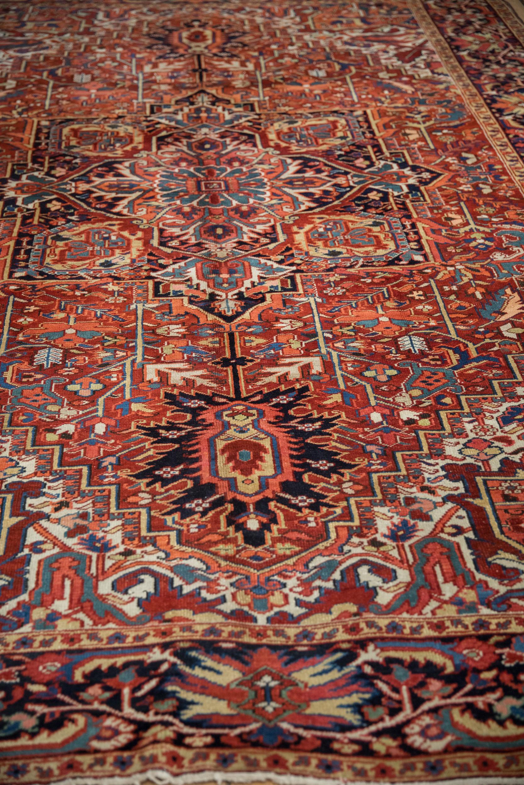 Hand-Knotted Vintage Heriz Carpet For Sale