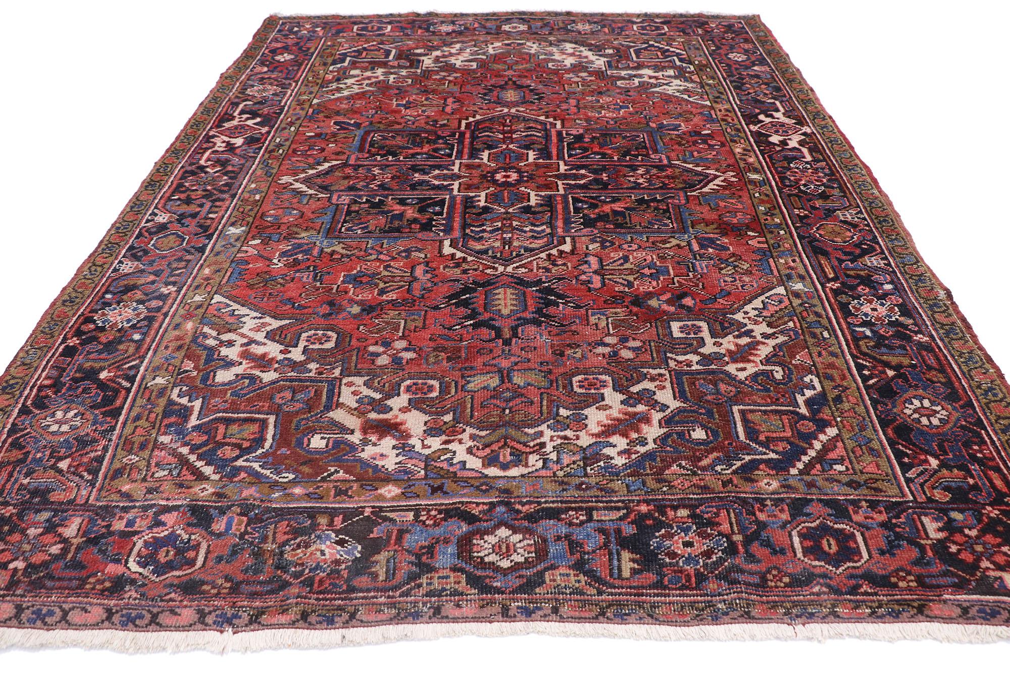 Heriz Serapi Vintage Heriz Persian Area Rug with Federal and American Colonial Style For Sale