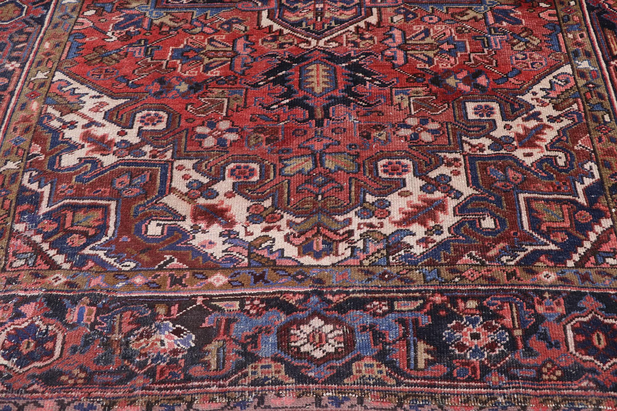 Heriz Persischer Vintage-Teppich im Federal- und amerikanischen Kolonialstil (Handgeknüpft) im Angebot