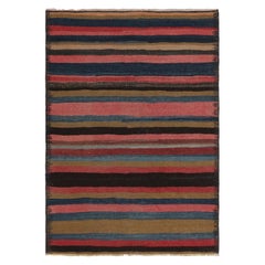 Vintage Heriz Persisch Kilim in Rosa und Grün Geometrische Streifen - Rug & Kilim