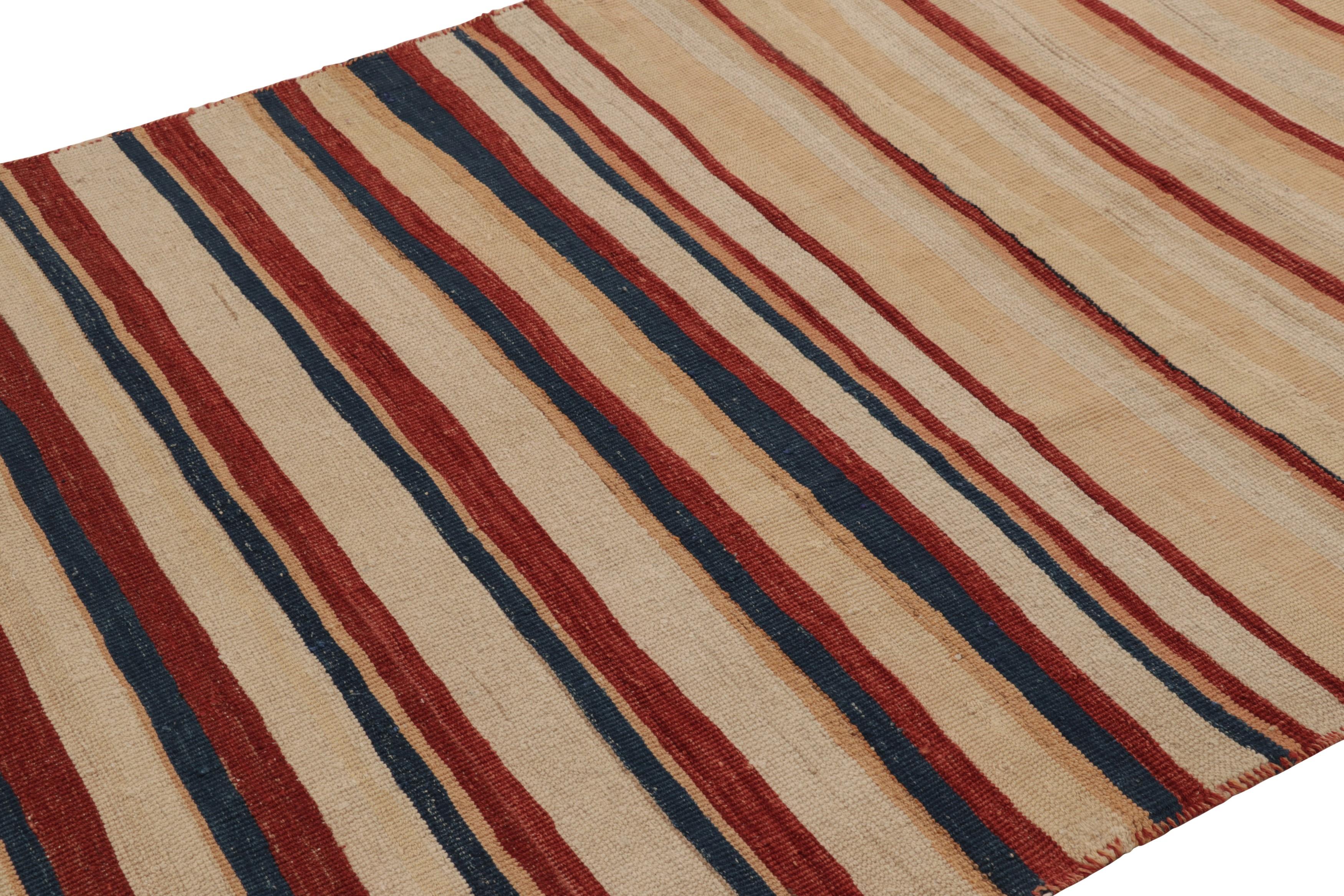 Made with handwoven wool in Persia 1950-1960, this 5x8 vintage Heriz Kilim is a particularly bright and sought-after work of an exciting new curation from Rug & Kilim’s collection of classic Kilims and Flat Weaves.

On the Design:

This