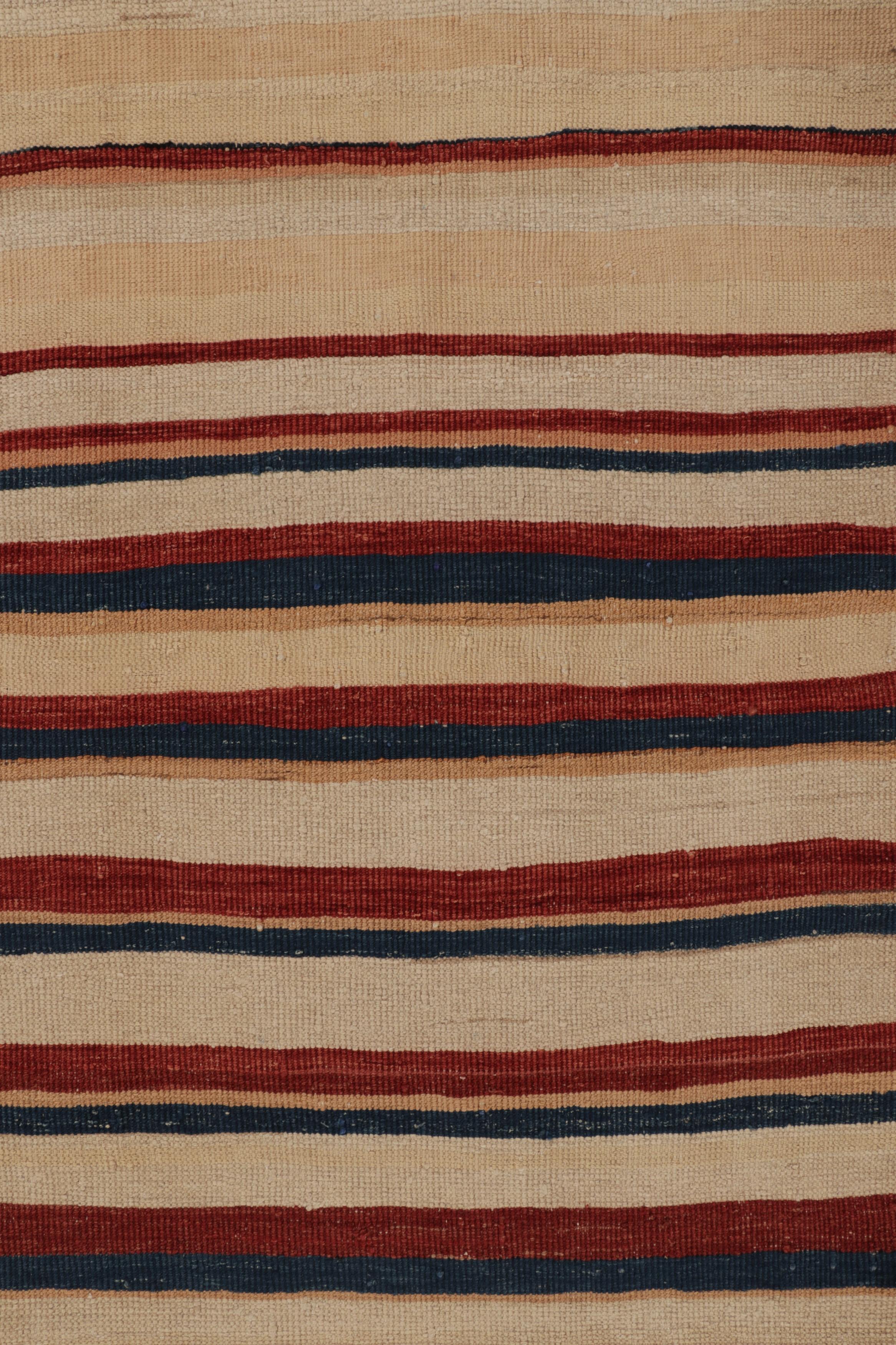 Mid-20th Century Vintage Heriz Persian Kilim in Red and Beige Geometric Stripes - Rug & Kilim For Sale