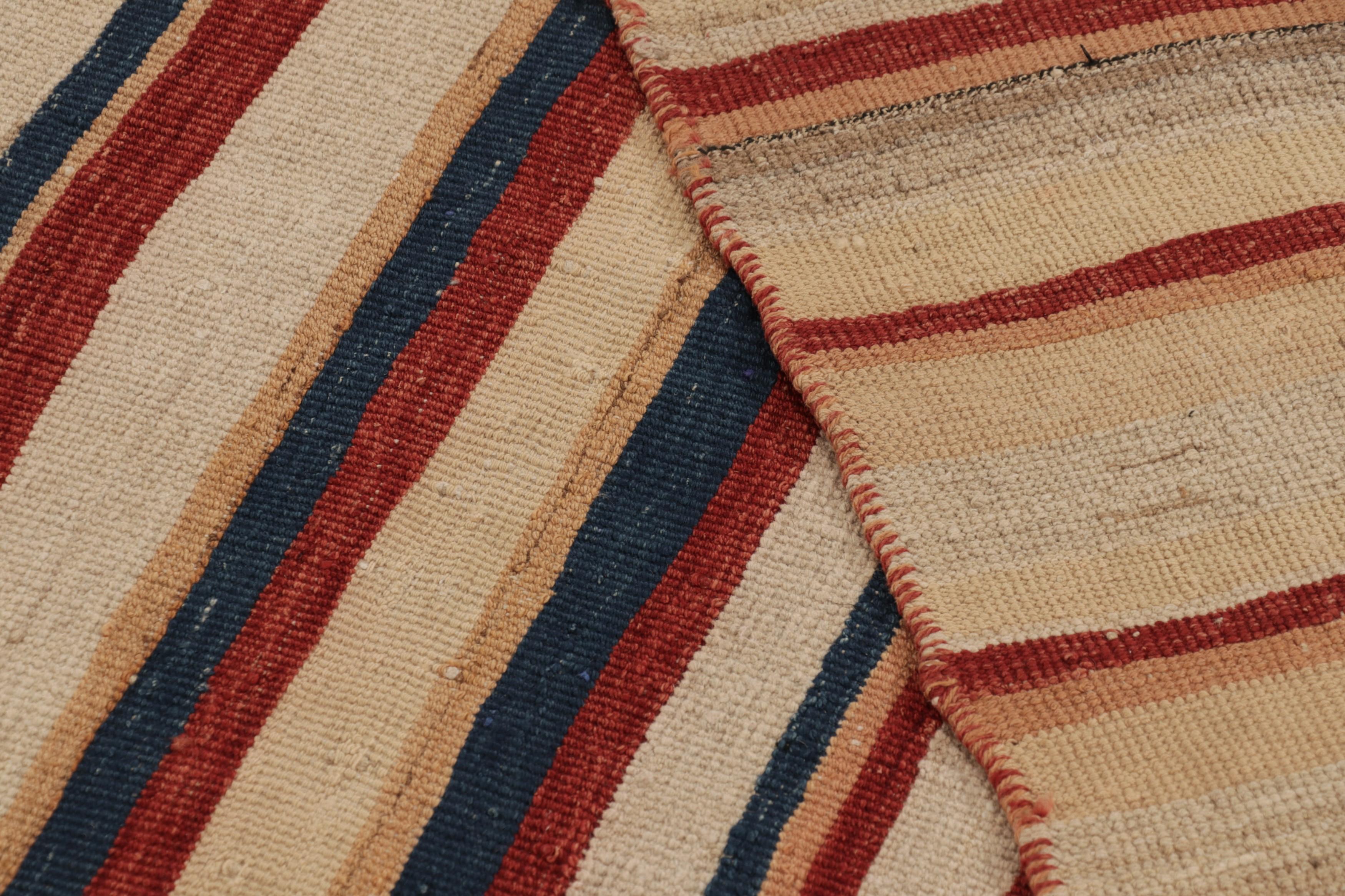 Vintage Heriz Persian Kilim in Red and Beige Geometric Stripes - Rug & Kilim For Sale 1