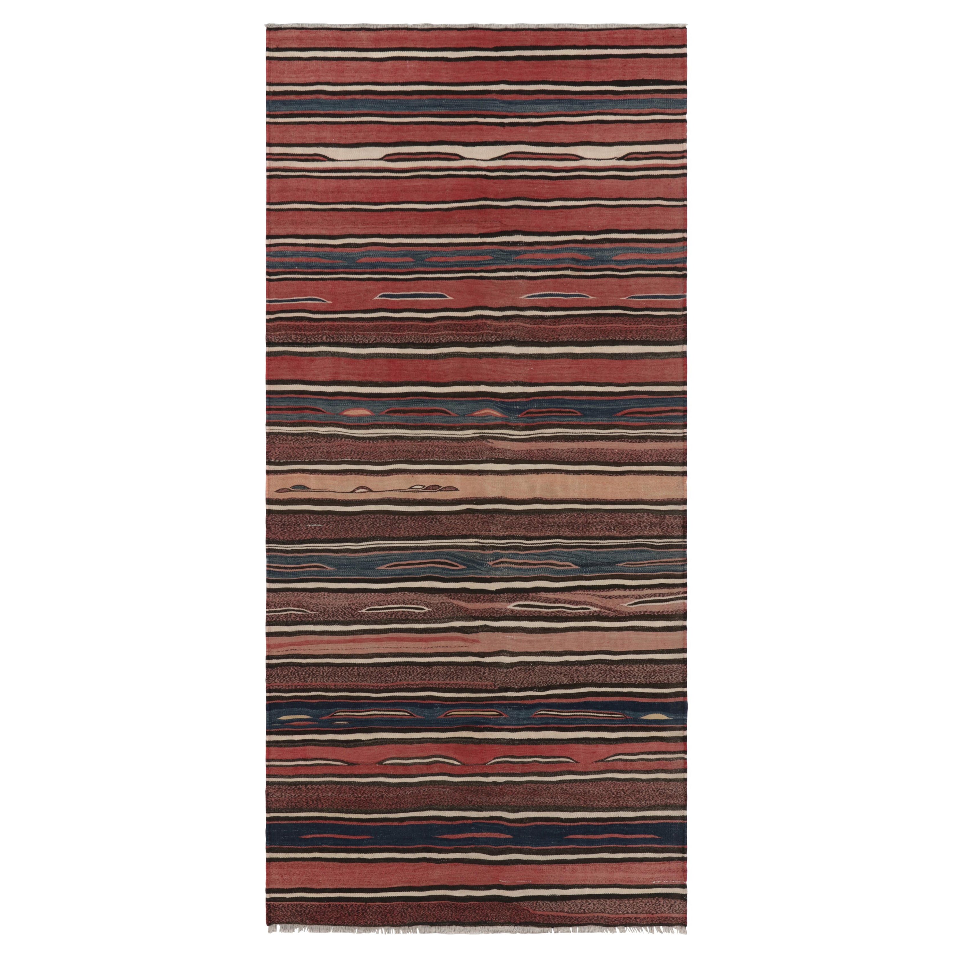 Vintage Heriz Persisch Kilim in Rot und Braun Geometrische Streifen - Rug & Kilim