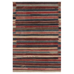 Vintage Heriz Persisch Kilim in Rot und Braun Geometrische Streifen - Rug & Kilim