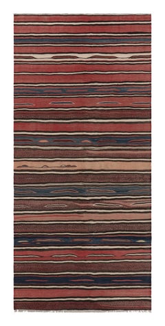 Kilim persa vintage Heriz de rayas geométricas rojas y marrones - Rug & Kilim