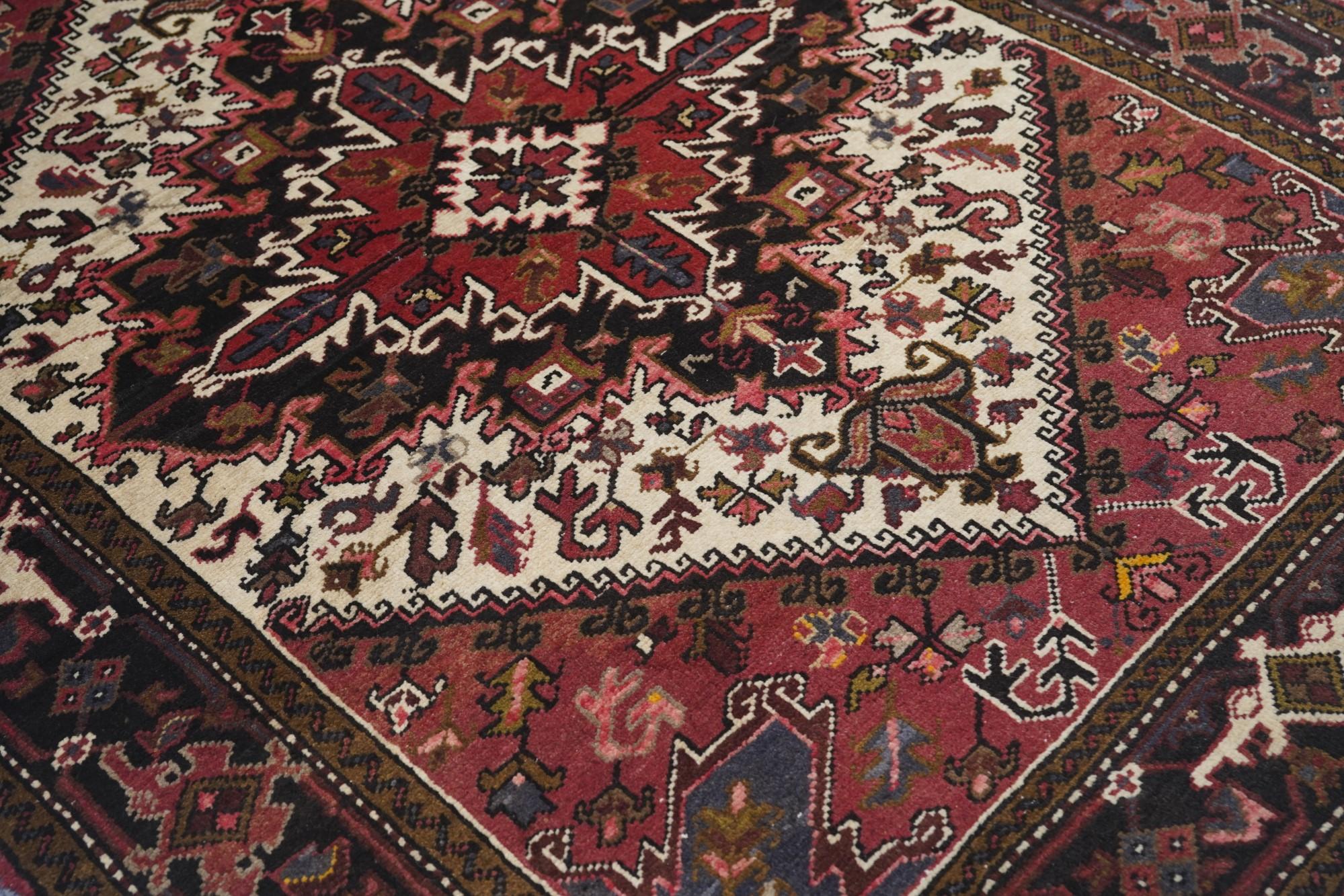 Wool Vintage Heriz Rug 5'0