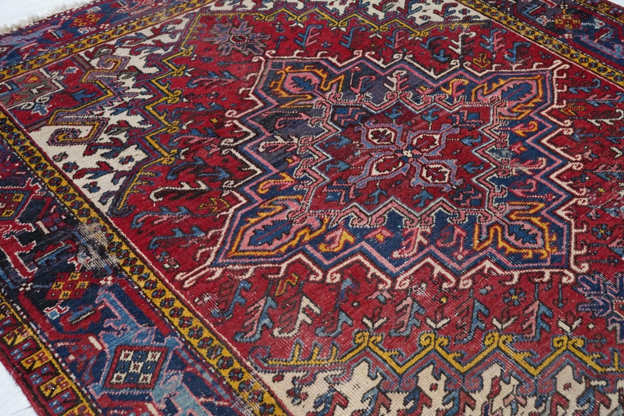 Wool Vintage Heriz Rug 6'11'' x 7'6'' For Sale