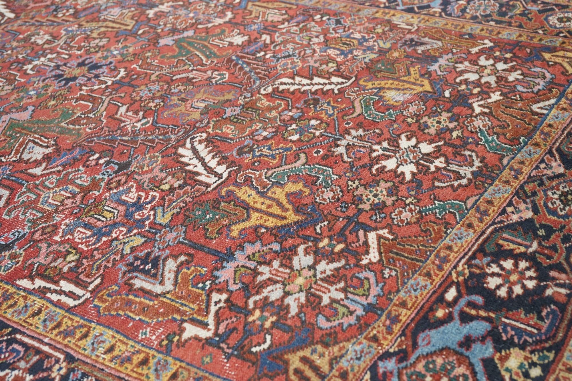 Wool Vintage Heriz Rug 7'4'' x 10'8'' For Sale