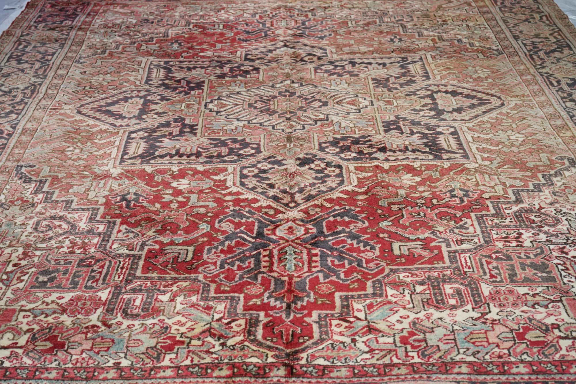 Alfombra Vintage Heriz 9'6'' x 11'11'' Lana en venta