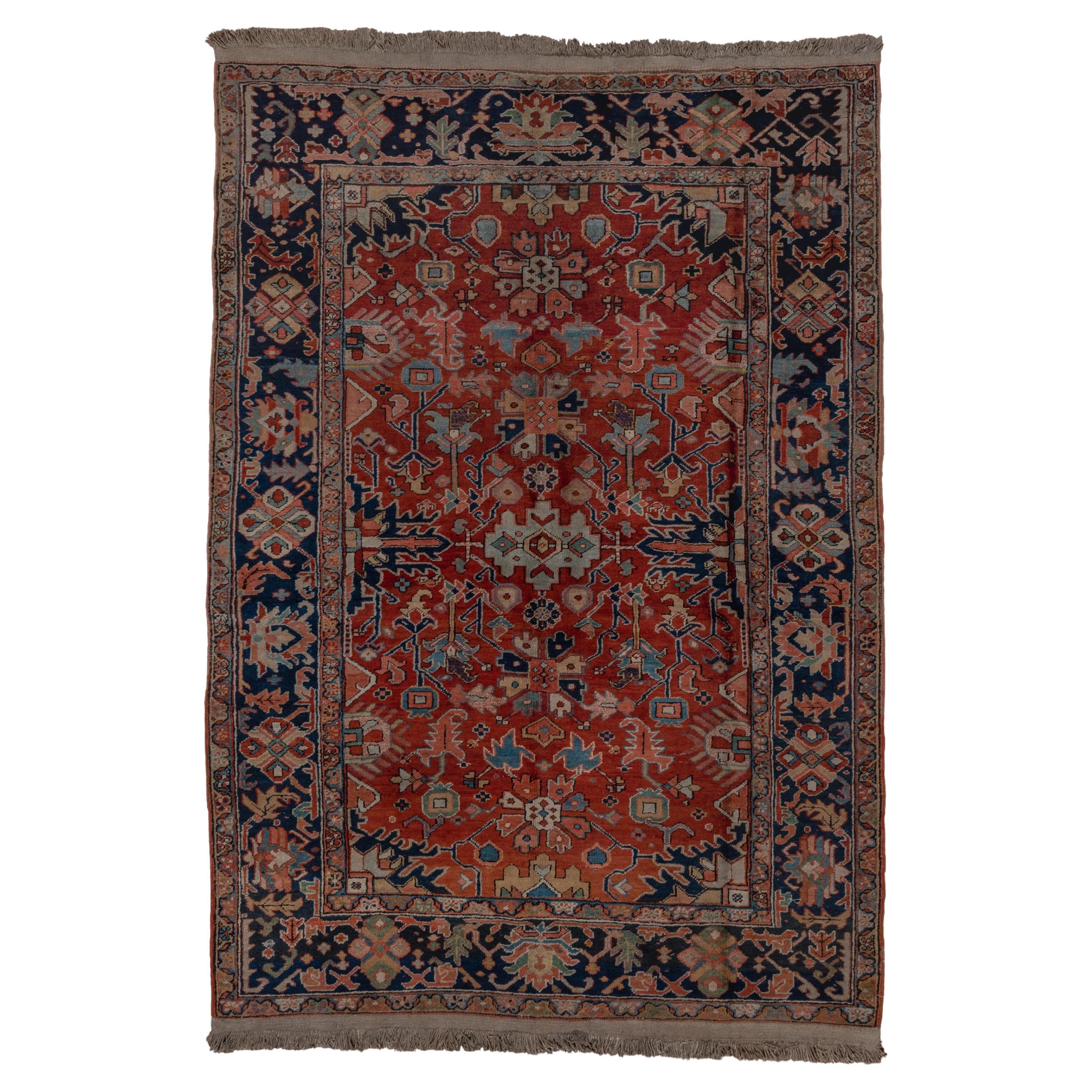 Alfombra Vintage Heriz Rojo Ladrillo Campo Tribal