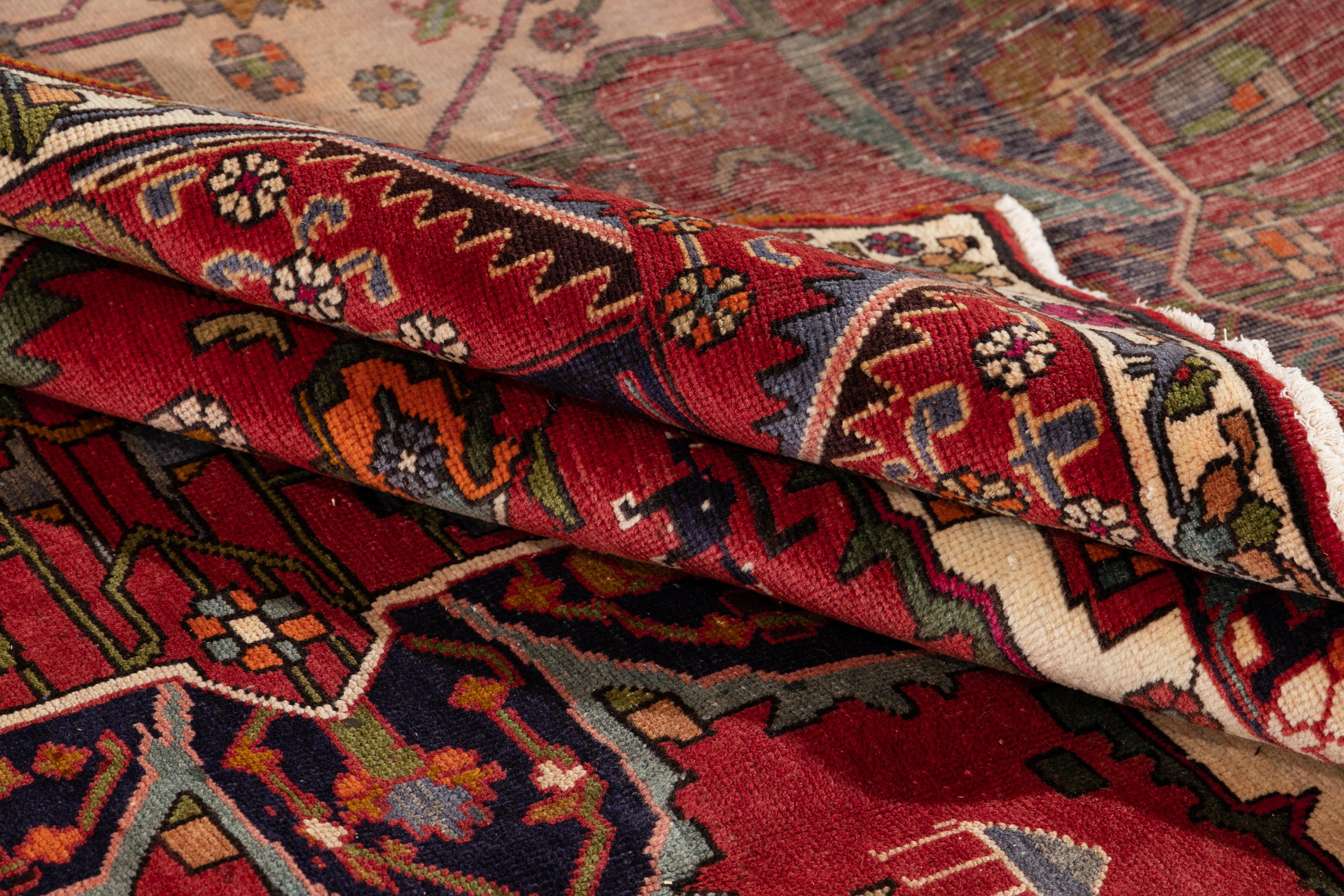 Hand-Knotted Vintage Heriz Rug For Sale