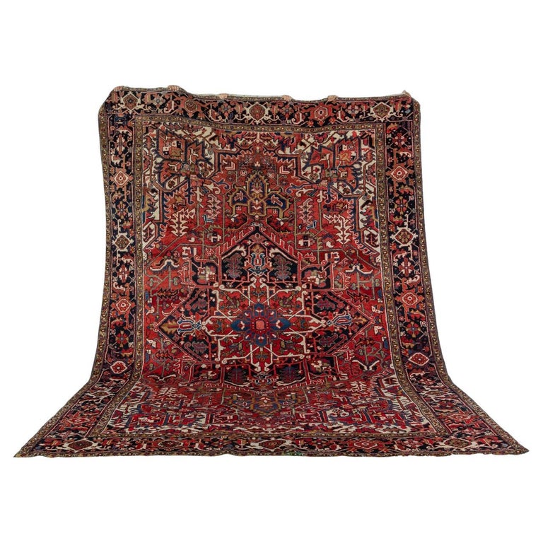 Vintage Heriz Rug Handmade 100 Wool For Sale at 1stDibs