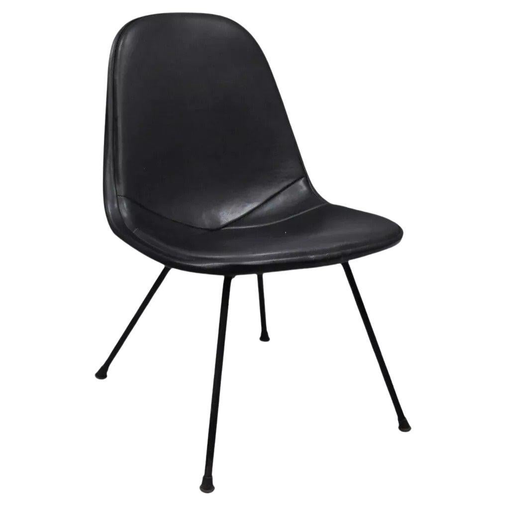 Vintage Herman Miller Eames DKX Black Upholstered Padded Vinyl Wire Frame Chair