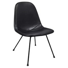 Vintage Herman Miller Eames DKX Black Upholstered Padded Vinyl Wire Frame Chair