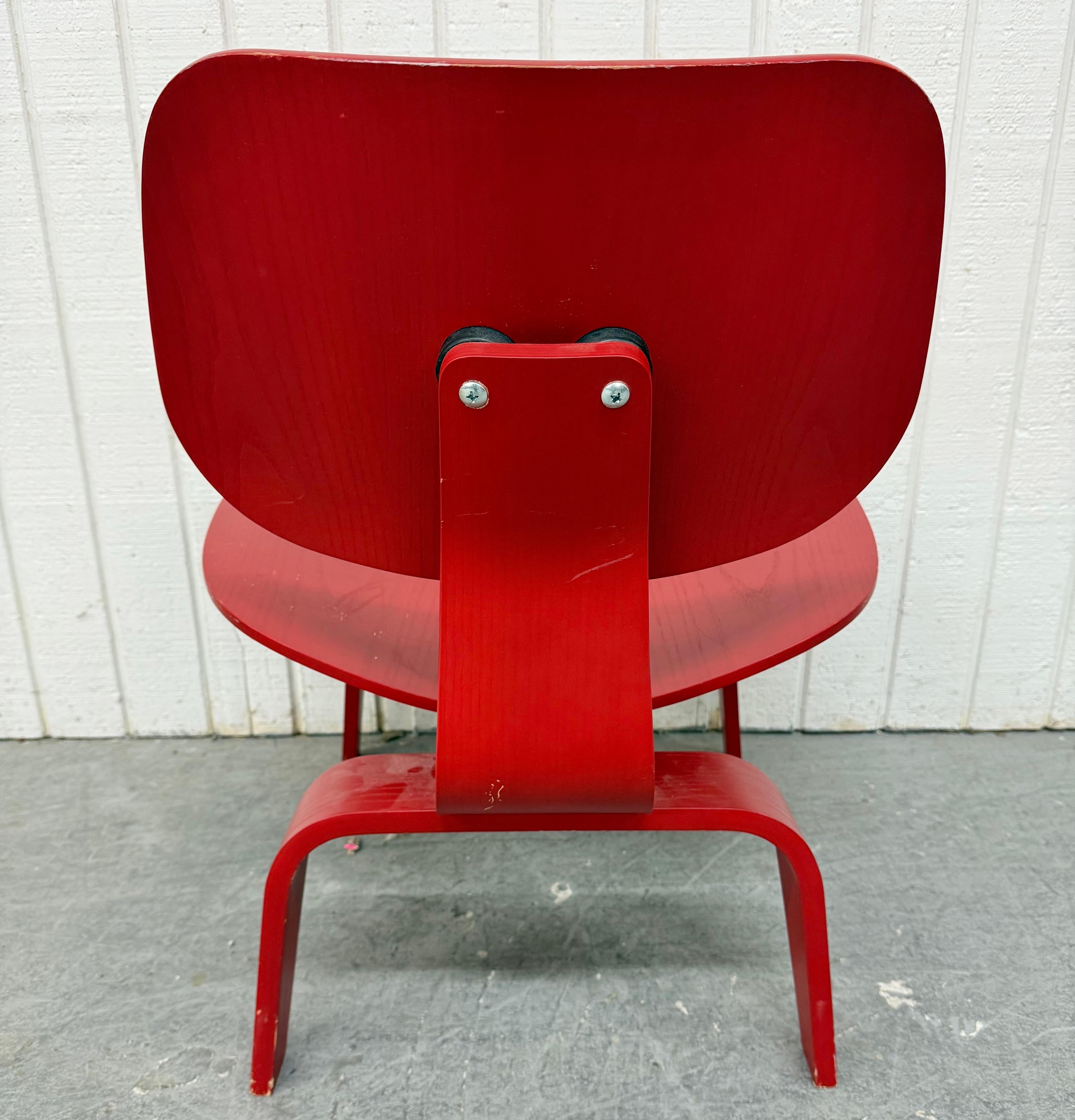 Wood Vintage Herman Miller Eames Red Bentwood Lounge Chairs - Set of 2