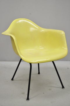 Vintage Herman Miller Yellow Fiberglass Eames Shell Armchair H-Base 'A'