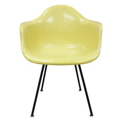 Vintage Herman Miller Yellow Fiberglass Eames Shell Armchair H Base 'B'