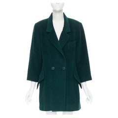 vintage HERMES 100% cashmere green spread collar double breasted coat Fr44 XL