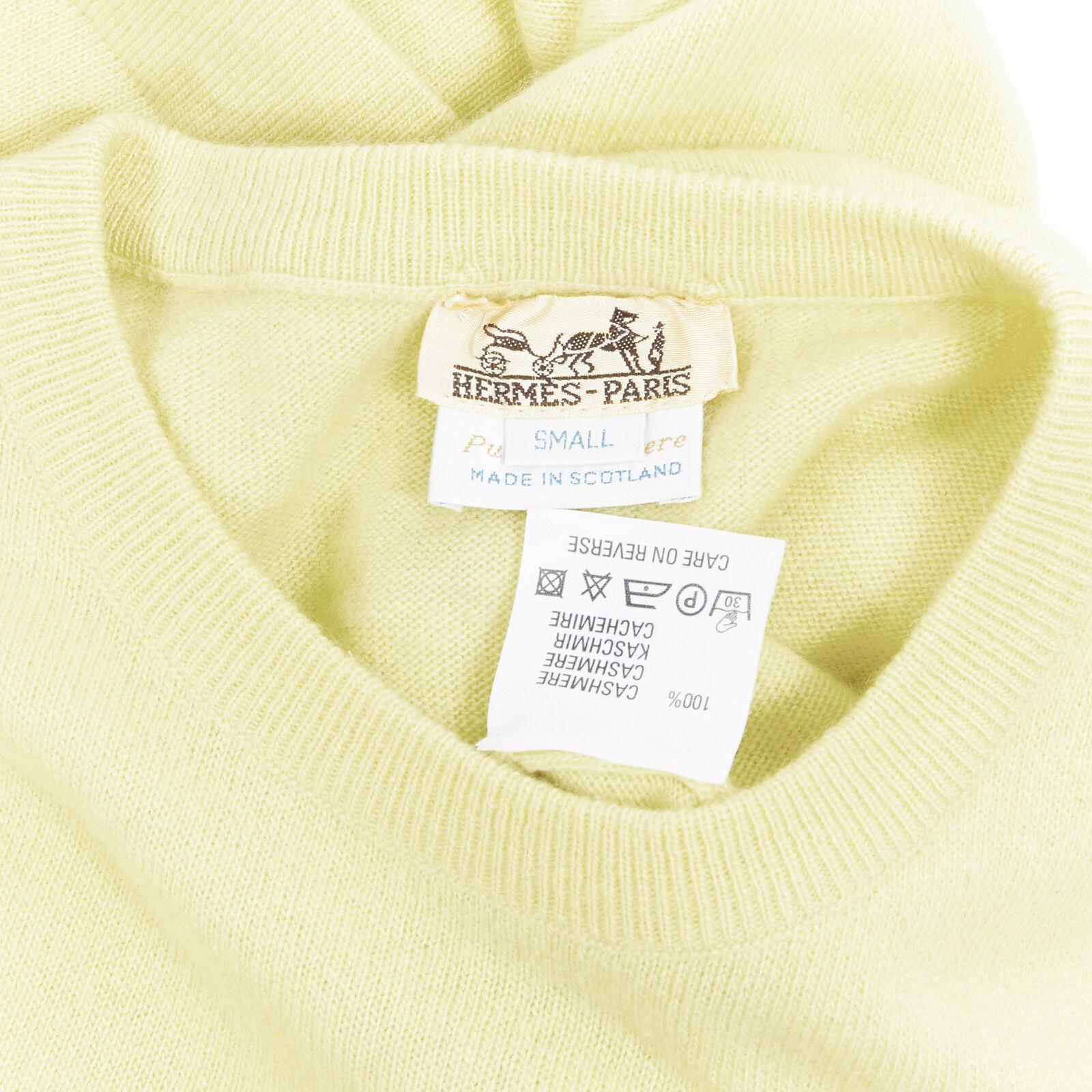 vintage HERMES 100% pure cashmere yellow knitted short sleeveless vest sweater S 4