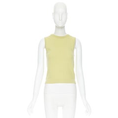 vintage HERMES 100% pure cashmere yellow knitted short sleeveless vest sweater S