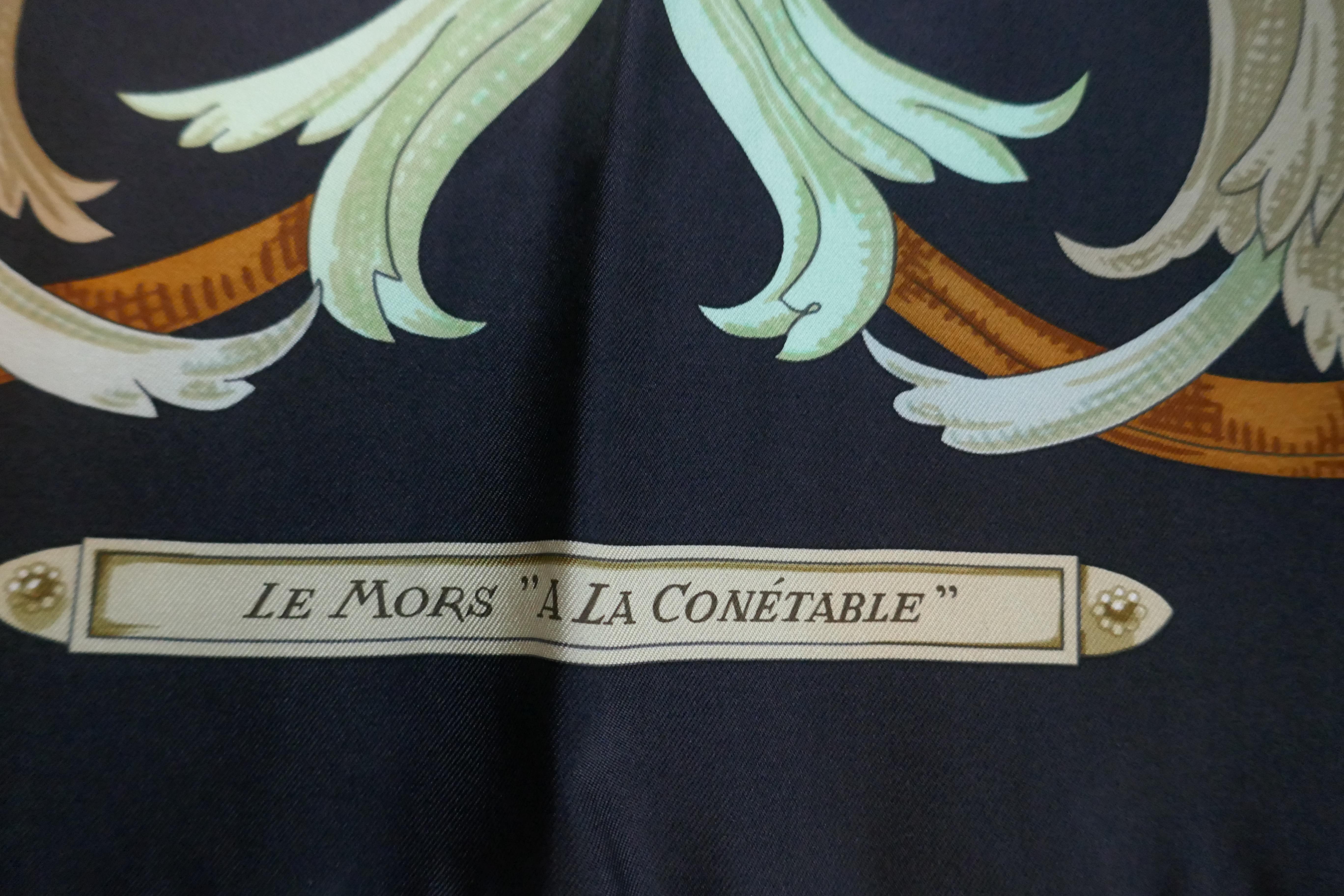 Vintage Hermes 100% Silk Scarf “ Mors a la Conetable ” by  Henri d’Origny 1970 8