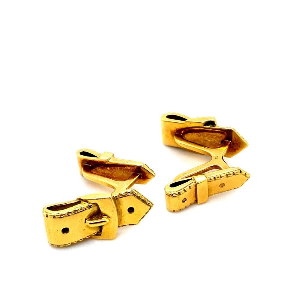 Rétro Boutons de manchette vintage Hermès en or jaune 18 carats, Circa Vintage 1950 en vente