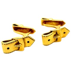 Vintage Hermès 18 Karat Yellow gold Cufflinks, Circa 1950