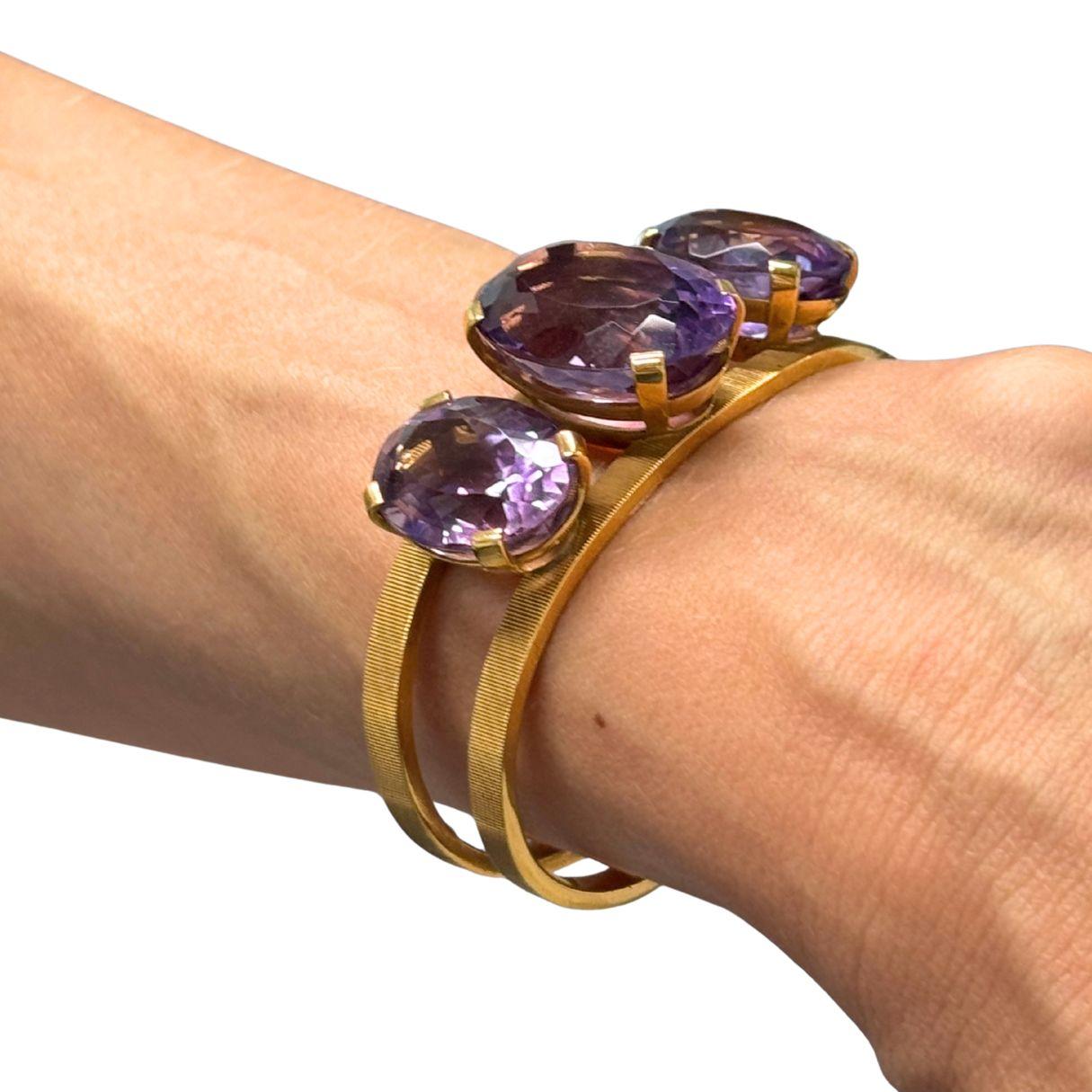 Taglio ovale Bracciale vintage Hermès con ametista in oro 18 carati in vendita