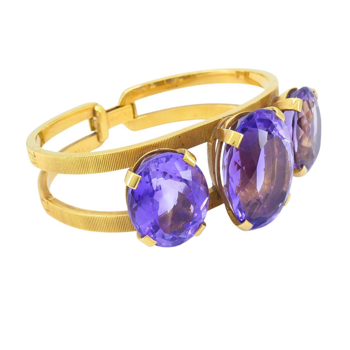 Bracciale vintage Hermès con ametista in oro 18 carati in vendita 1