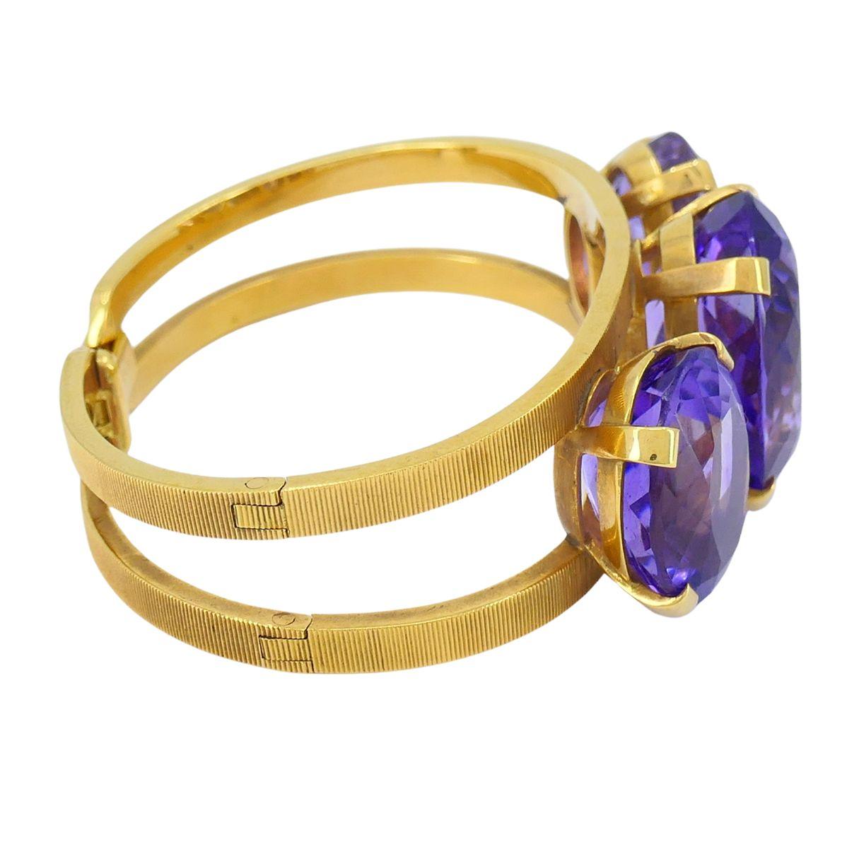 Bracciale vintage Hermès con ametista in oro 18 carati in vendita 2