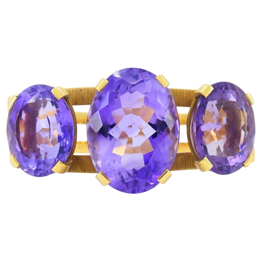 Bracciale vintage Hermès con ametista in oro 18 carati in vendita